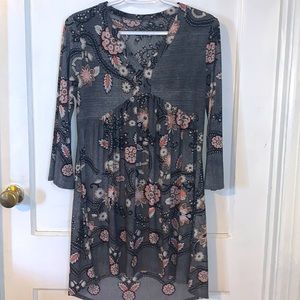 Gray dress with flowers
